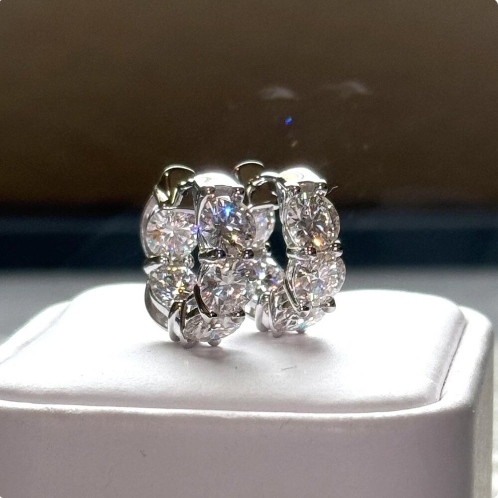 8.00 CTW Large Certified VVS1 Clarity Moissanite Hoop Earrings Huggies